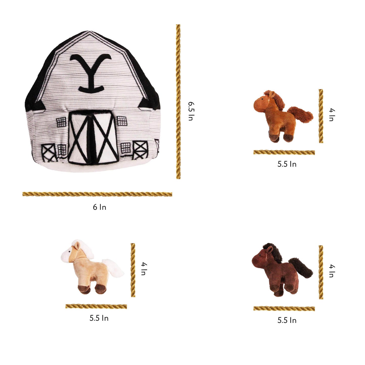 Yellowstone Nesting Barn with Plush Squeaky Horses